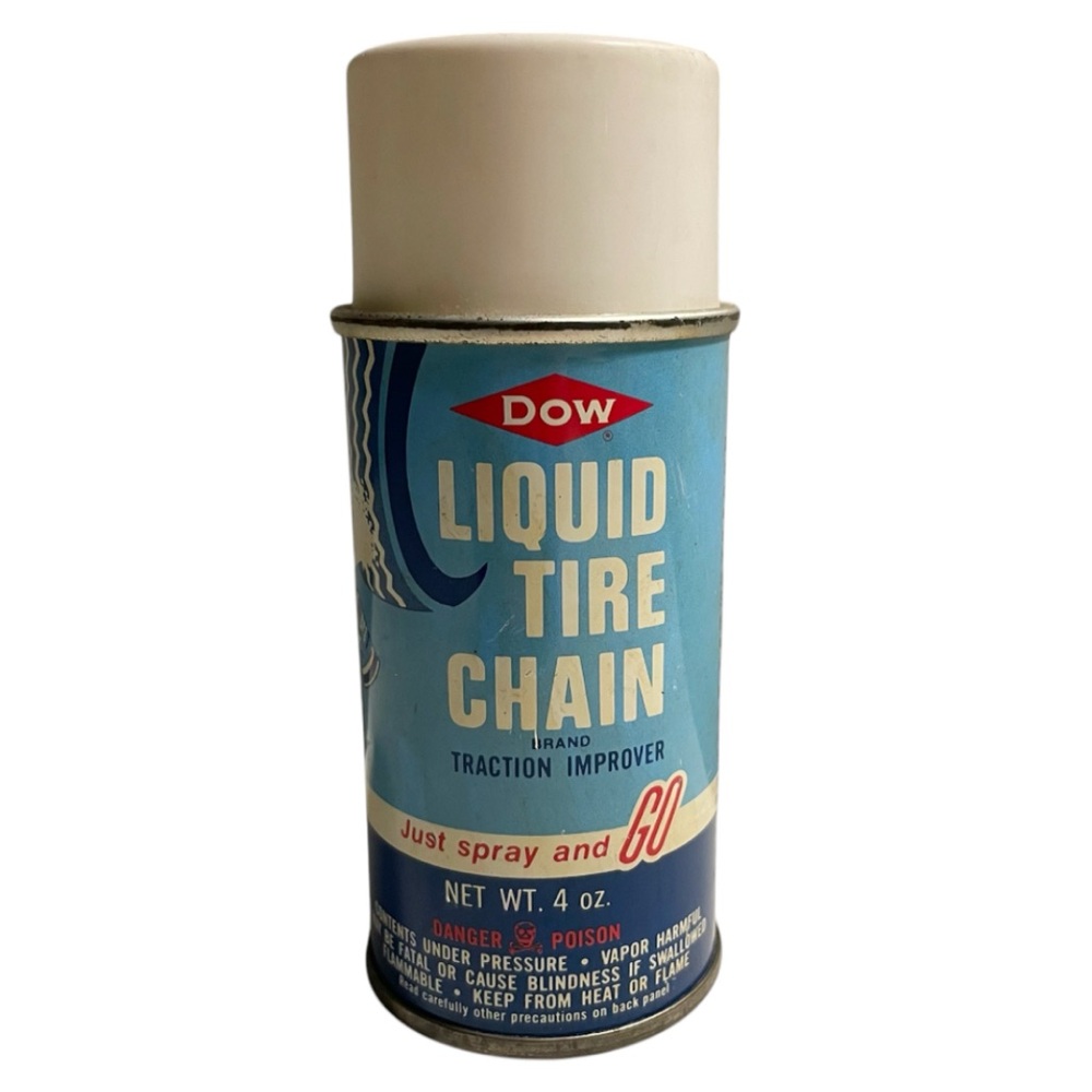 Vintage Retro Dow Liquid Tire Chain Aluminum Tin Spray Can